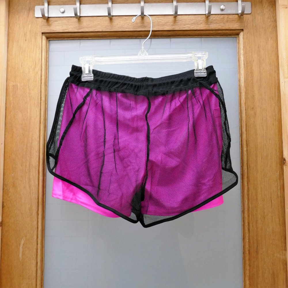 Unisex Summer Mesh Sport Running Shorts Neon Pink